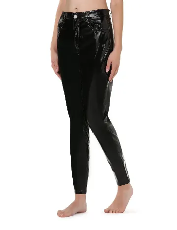 Pantaloni imitatie de piele Calzedonia, negru