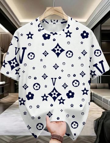 Tricou SHEIN, albastru/alb