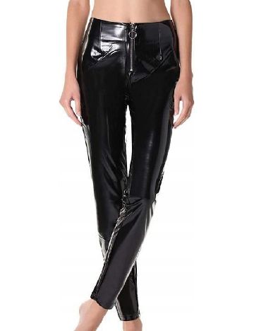Pantaloni imitatie de piele Calzedonia, negru