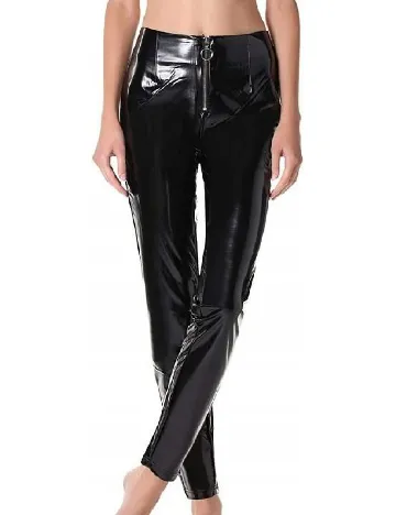 Pantaloni imitatie de piele Calzedonia, negru