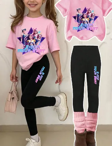 Compleu Shein Kids, roz/negru