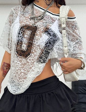Tricou Oversize SHEIN, alb