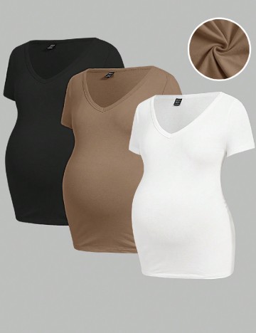 Set Tricouri 3 bucati SHEIN Maternity, mix culori