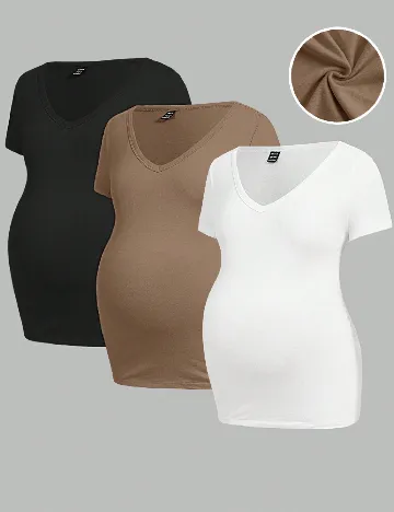 Set Tricouri 3 bucati SHEIN Maternity, mix culori