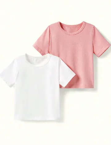 Set Tricouri CozyCub, alb/roz