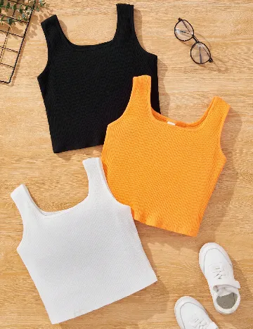 Set topuri 3 bucati Shein Kids, mix culori