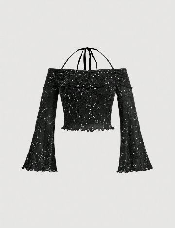 Top SHEIN CURVE, negru