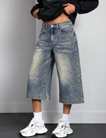 Pantaloni trei sferturi SHEIN, albastru