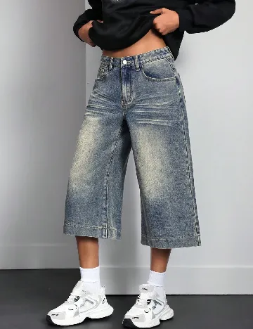 Pantaloni trei sferturi SHEIN, albastru