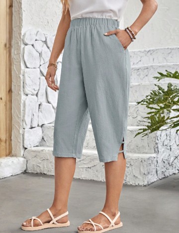 Pantaloni trei sferturi SHEIN, albastru