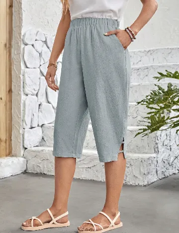 Pantaloni trei sferturi SHEIN, albastru