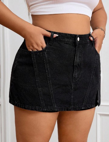 Fusta pantalon SHEIN CURVE, negru