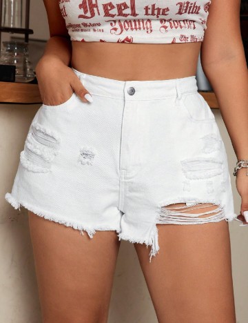 Pantaloni scurti SHEIN CURVE, alb