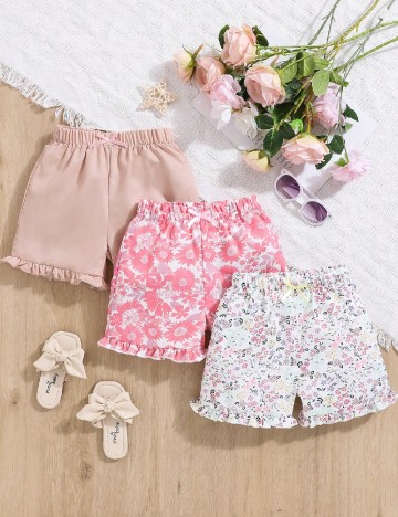Set Pantaloni scurti 3 perechi Shein Kids, mix culori