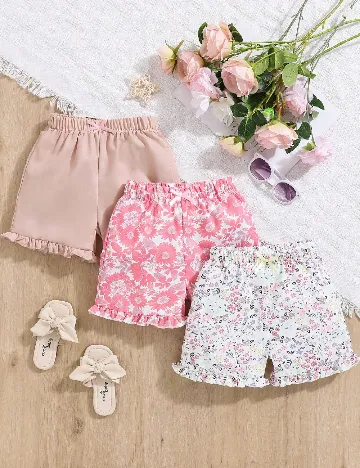 Set Pantaloni scurti 3 perechi Shein Kids, mix culori