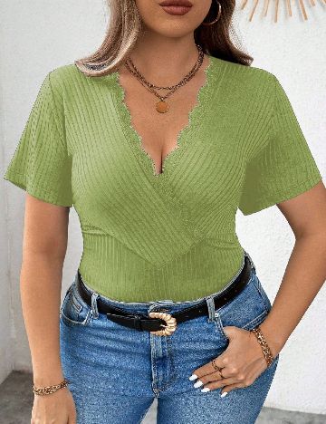 Tricou SHEIN CURVE, verde