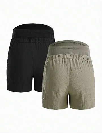 Set Pantaloni scurti 2 perechi SHEIN Maternity, verde/negru