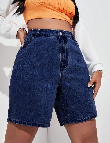 Pantaloni scurti SHEIN CURVE, bleumarin