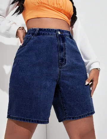 Pantaloni scurti SHEIN CURVE, bleumarin