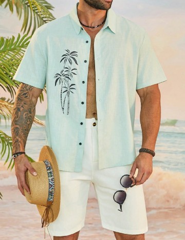 Camasa SHEIN Plus Size Men, verde