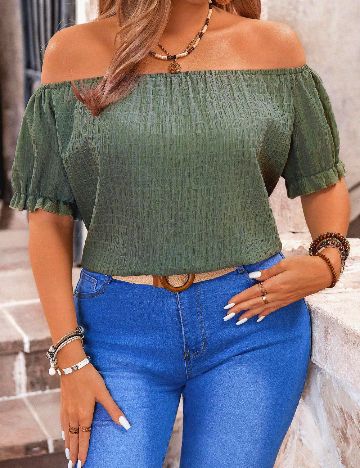 Bluza SHEIN CURVE, verde