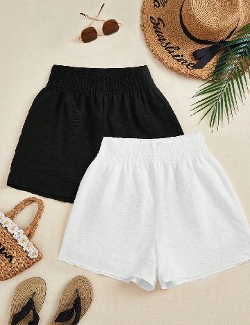 Set Pantaloni scurti 2 perechi SHEIN, alb/negru
