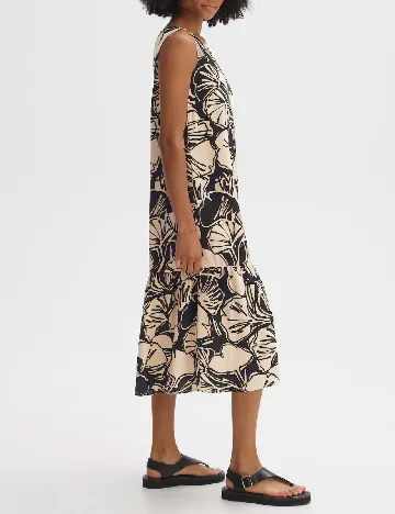 Rochie medie Opus, crem/negru