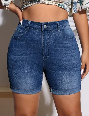 Pantaloni scurti SHEIN CURVE, albastru