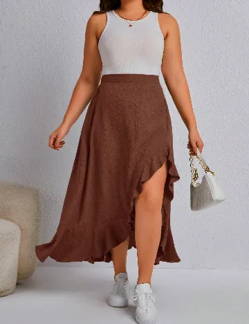 Fusta SHEIN CURVE, maro