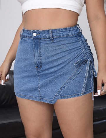 Fusta pantalon SHEIN CURVE, albastru