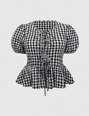 Bluza Romwe Plus Size, alb/negru