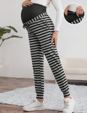 Pantaloni SHEIN Maternity, negru/gri