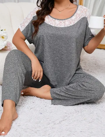 Pijama SHEIN CURVE, gri