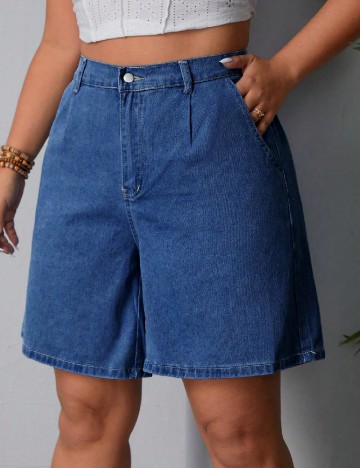 Pantaloni scurti SHEIN CURVE, albastru