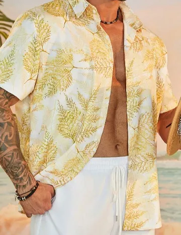 Compleu SHEIN Plus Size Men, galben/alb