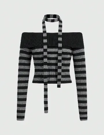 Bluza Romwe, gri/negru