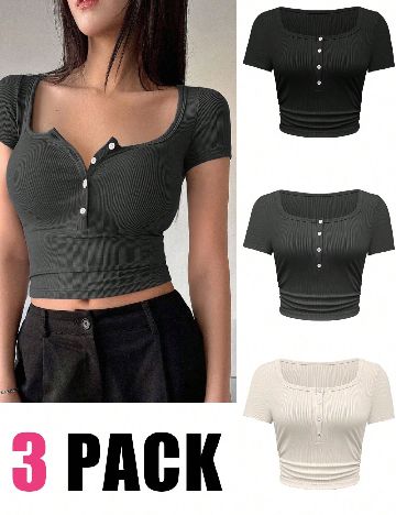 Set topuri 3 bucati SHEIN, mix culori