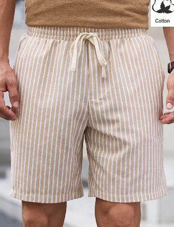 Pantaloni scurti SHEIN, maro/alb