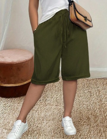 Pantaloni scurti SHEIN CURVE, verde