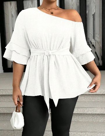Bluza SHEIN CURVE, alb