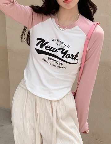 Bluza Dazy, alb/roz