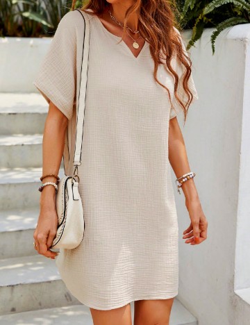 Rochie scurta Emery Rose, crem