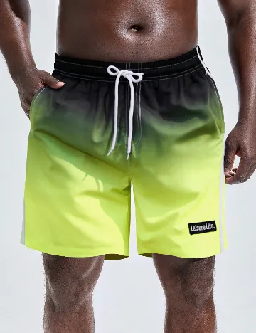 Short de baie SHEIN Plus Size Men, verde/negru