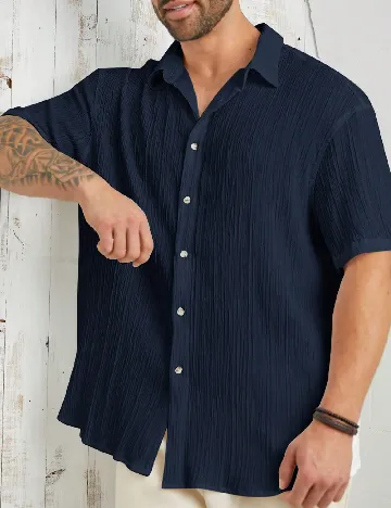 Camasa SHEIN Plus Size Men, bleumarin