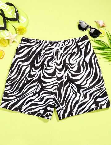 Short de baie SHEIN, alb/negru