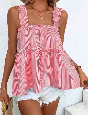 Bluza SHEIN, alb/rosu