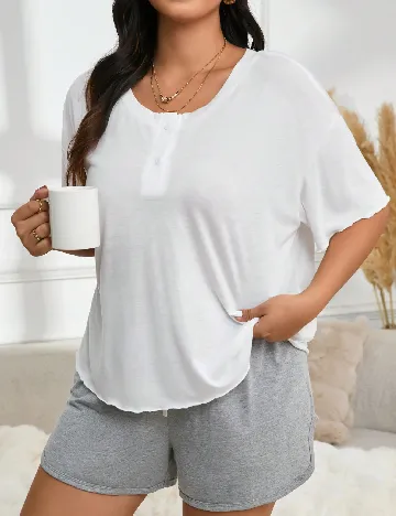 Pijama SHEIN CURVE, alb/gri