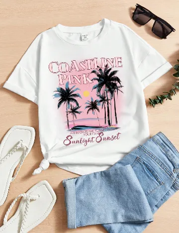 Tricou Shein Kids, alb