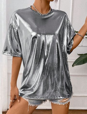 Tricou Oversize SHEIN, gri