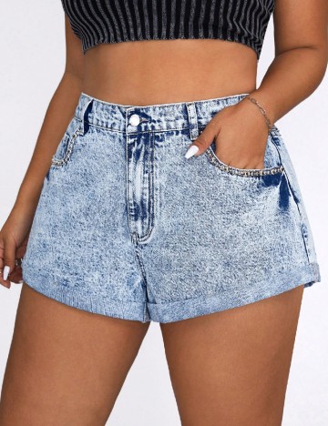 Pantaloni scurti SHEIN CURVE, albastru